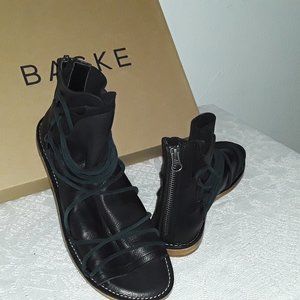 Baske black leather booties